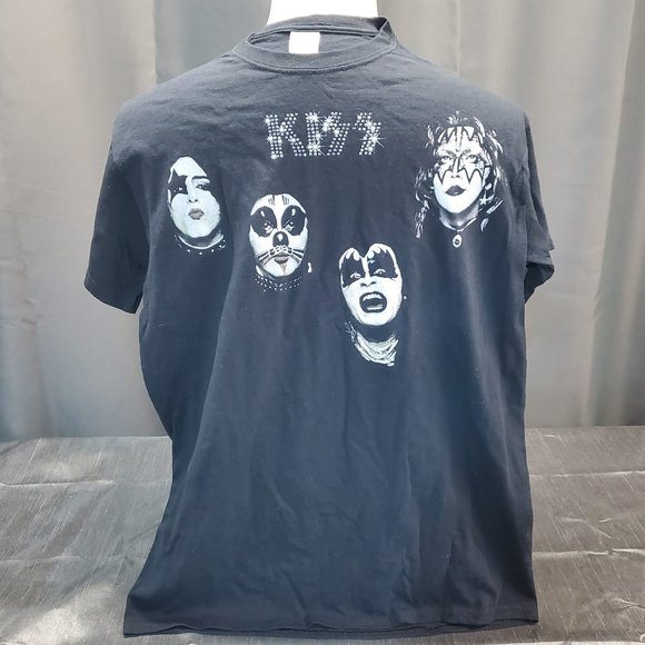 Kiss Faces Of The Band Men's Medium Black Rock T-Shirt Gilden Tag - Picture 1 of 3